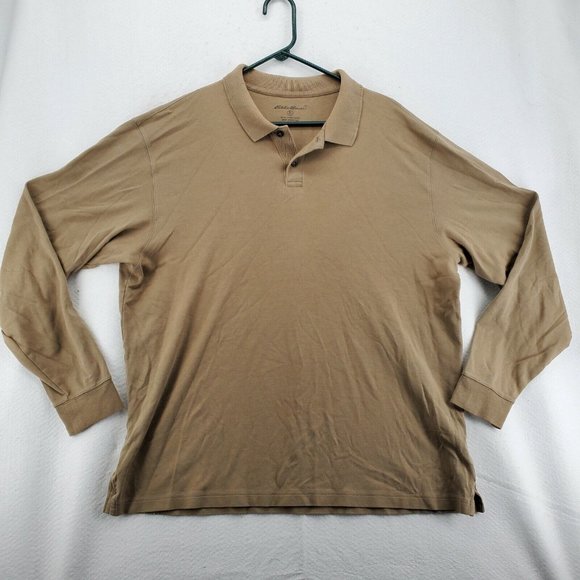 EDDIE BAUER Shirt Men's Long Sleeve Polo Button Closure Pullover Brown XL - Picture 2 of 12